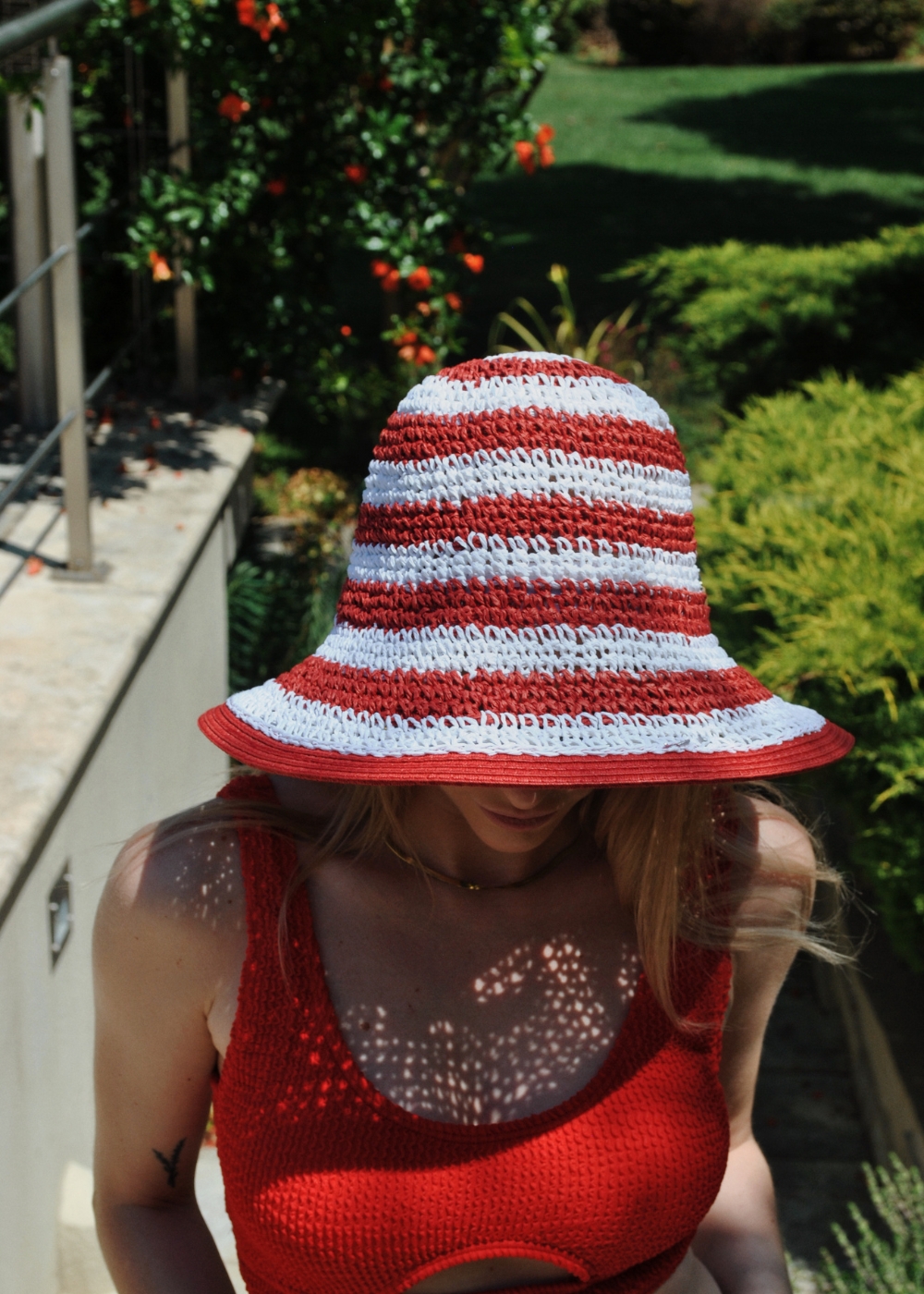 Red & White Handmade Bucket Hat